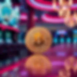 A digital representation of Bitcoin in a casino setting