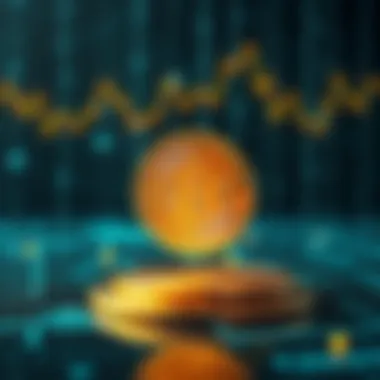 Bitcoin symbol with a digital background representing the future of finance