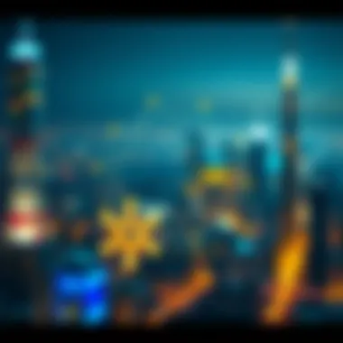 An abstract depiction of blockchain and AI's influence in modern society.