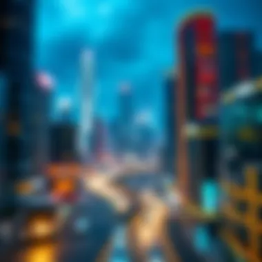 The Future of Blockchain Technology A futuristic cityscape with blockchain technology