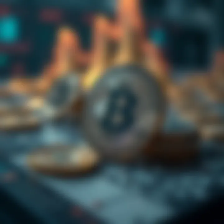 Visual of digital assets and cryptocurrency transactions