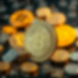 A conceptual illustration of cryptocurrency symbols