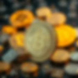 A conceptual illustration of cryptocurrency symbols