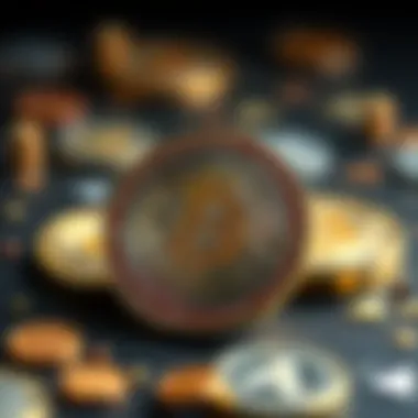 Artistic depiction of the evolution of cryptocurrency design influenced by Aleph and Alpha