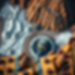 Aerial view of a helium mining site showcasing extraction equipment and geological formations.