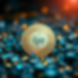 Conceptual representation of LPT coin in blockchain technology