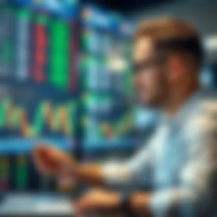 Market Data Analysis for Cryptocurrency Traders Trader observing market data