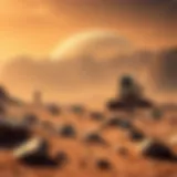 Conceptual illustration of Mars colonization