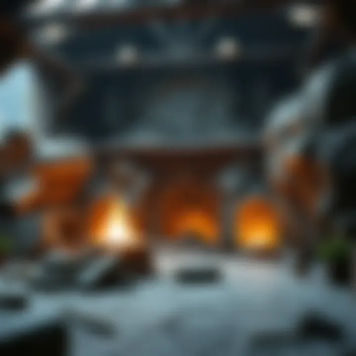 The Forge of Mythril: Crafting Legend into Reality A fantasy landscape featuring a forge where mythril is shaped into weapons