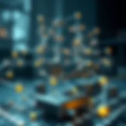 A conceptual representation of blockchain technology with interconnected nodes