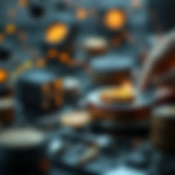 Graphic representation of cryptocurrency ecosystem involving Proof of Stake mechanisms