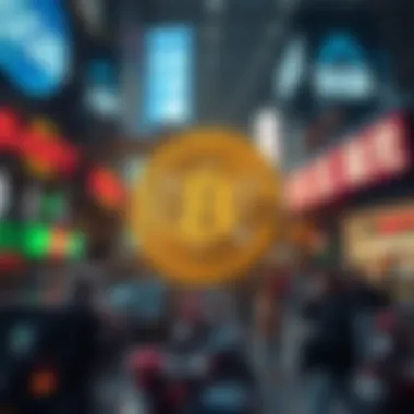 Dynamic market scene highlighting SGB coin's place in cryptocurrency