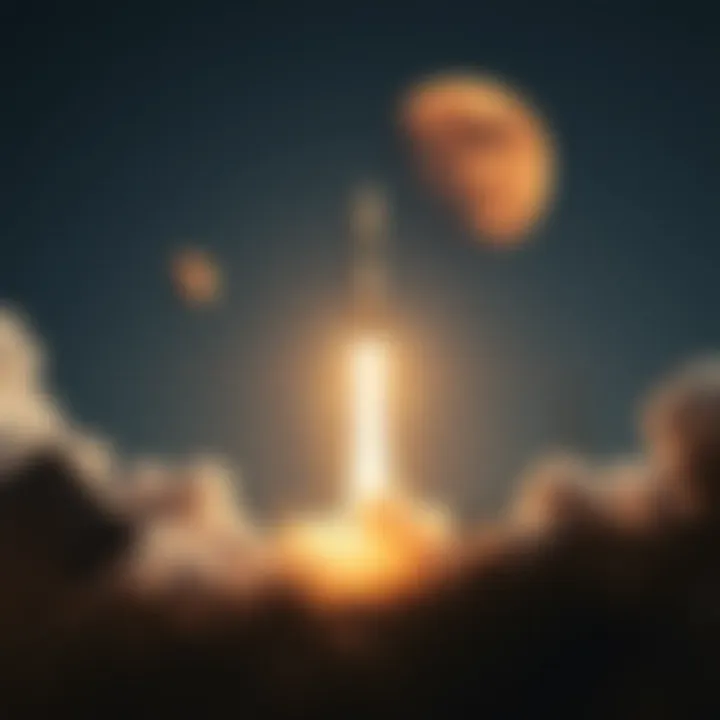 SpaceX rocket launching towards Mars