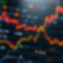 Conceptual illustration of support and resistance lines in cryptocurrency trading