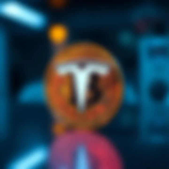 Tesla logo integrated with Bitcoin graphics