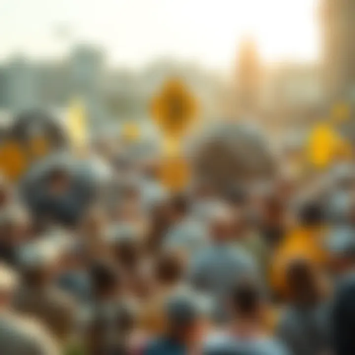 Illustration depicting various types of cryptocurrency communities and their interactions